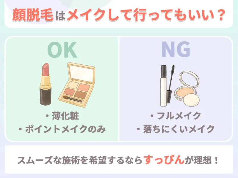 顔脱毛はメイクして行ってもいい?