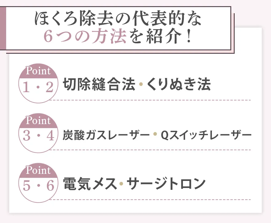 ほくろ除去の代表的な6つの方法